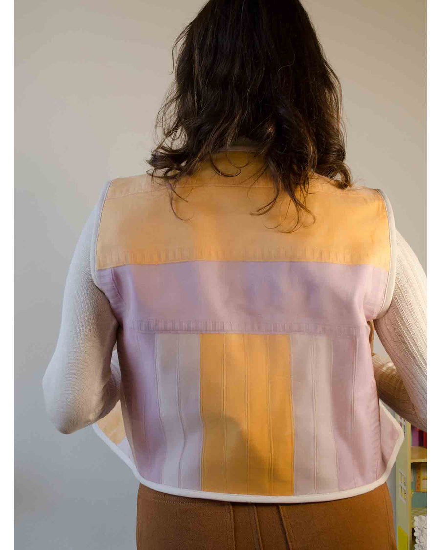 Upcycled vest - lilac and yellow