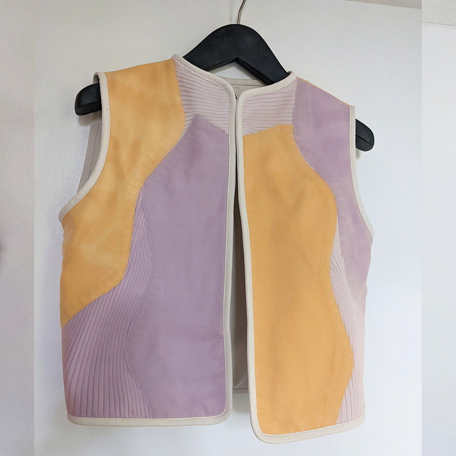 Upcycled vest - lilac and yellow