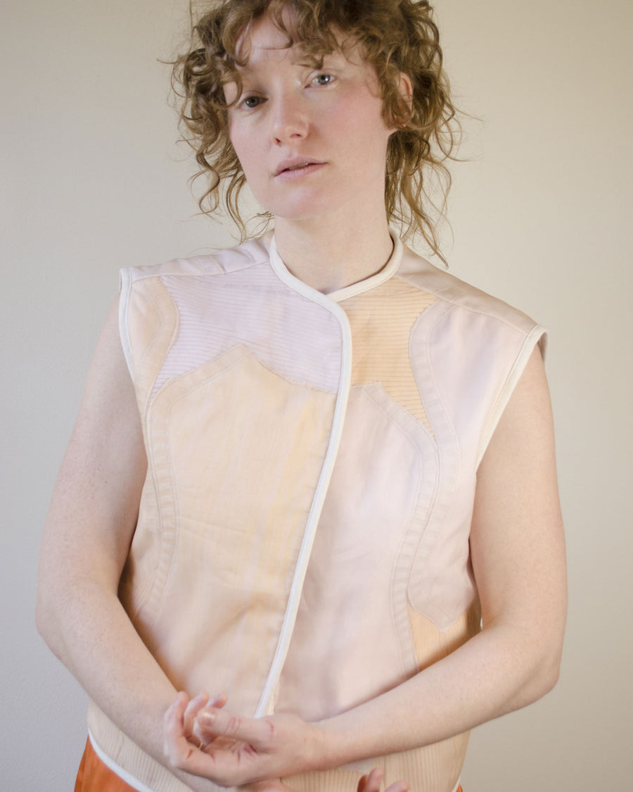 Upcycled vest - soft lilac and peach