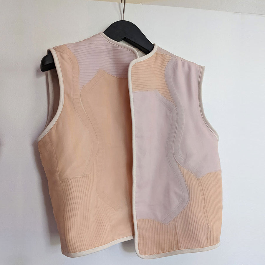 Upcycled vest - soft lilac and peach