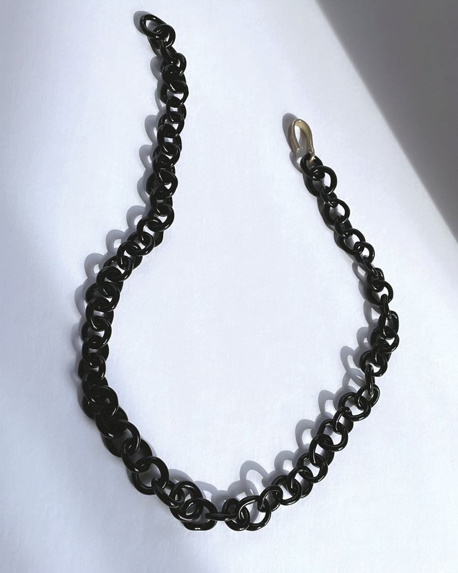 Tiny Black Glass Choker Chain